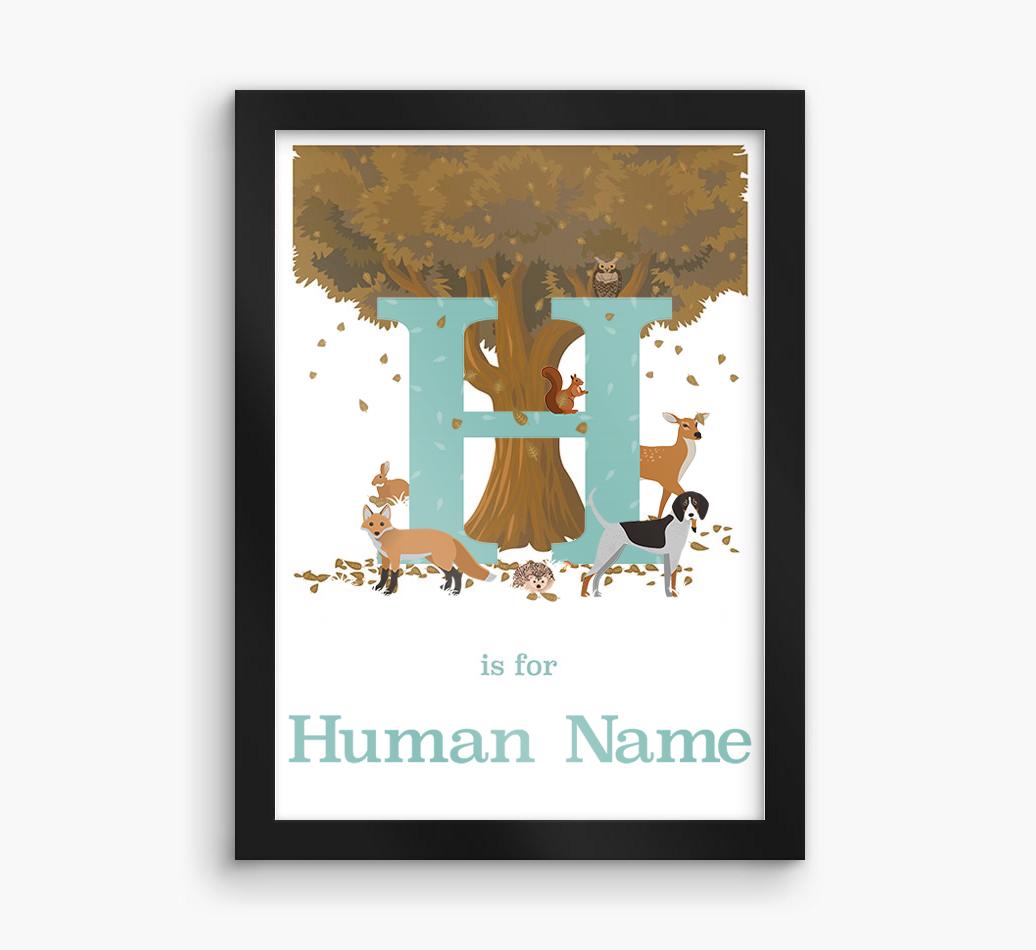 Autumn Animals Initial: Personalized {breedFullName} Framed Print