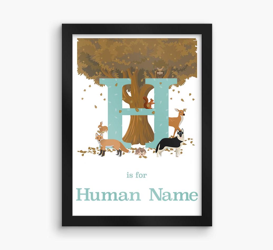 Autumn Animals Initial: Personalized {breedFullName} Framed Print