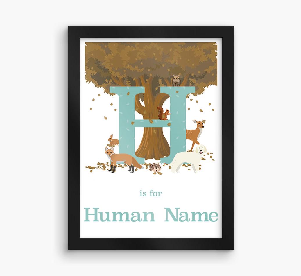 Autumn Animals Initial: Personalized {breedFullName} Framed Print
