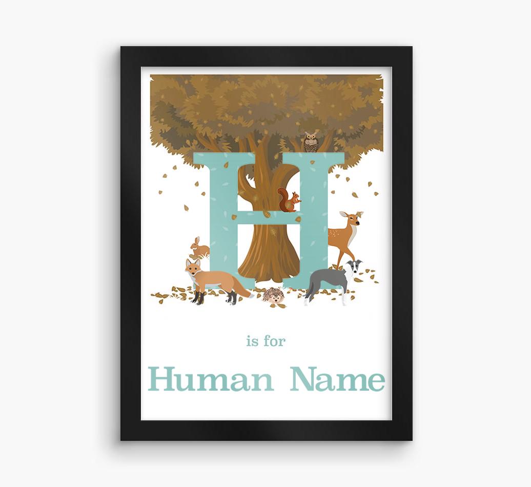 Autumn Animals Initial: Personalized {breedFullName} Framed Print