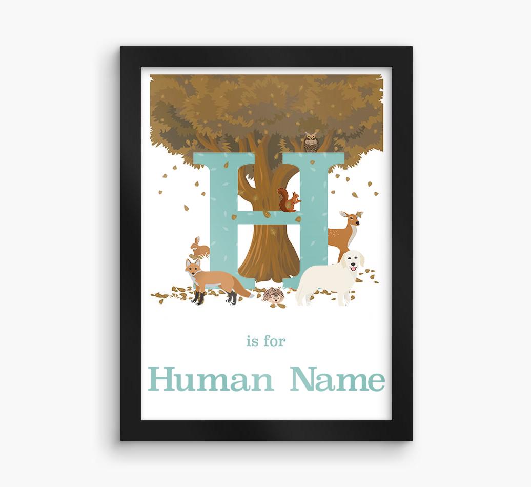 Autumn Animals Initial: Personalized {breedFullName} Framed Print