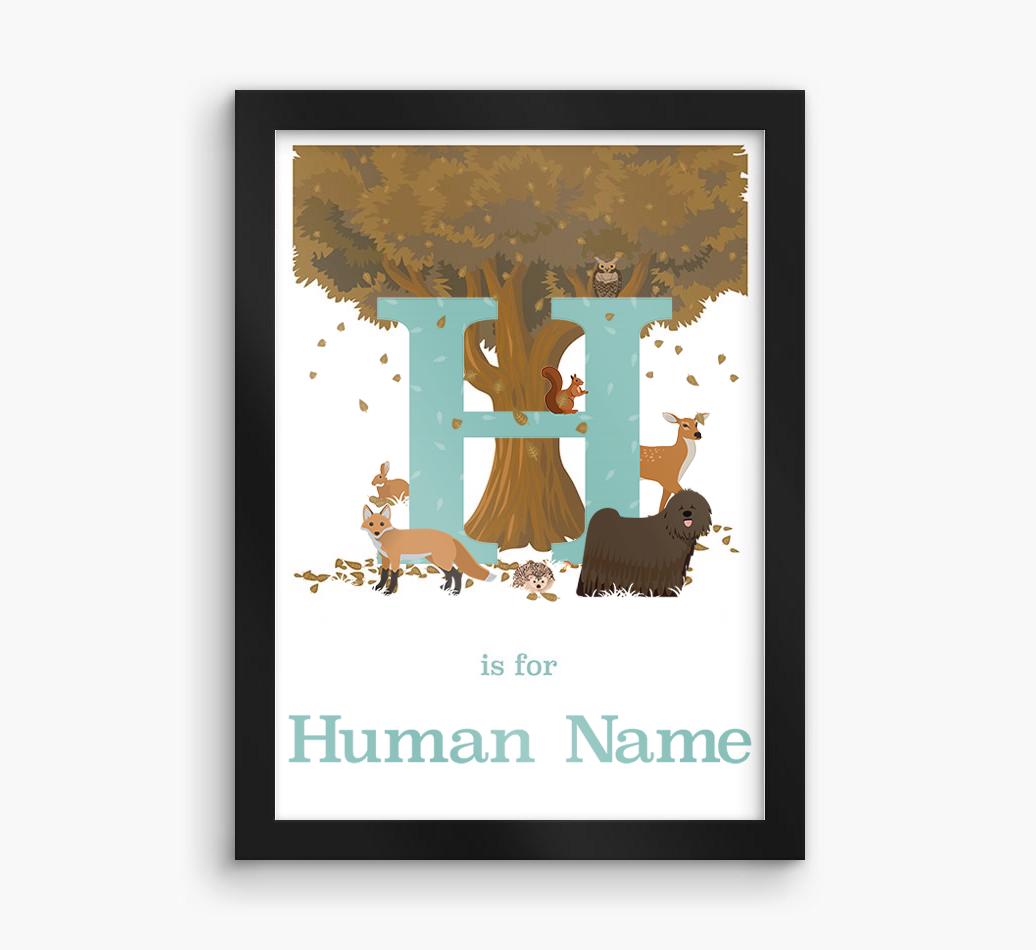 Autumn Animals Initial: Personalized {breedFullName} Framed Print