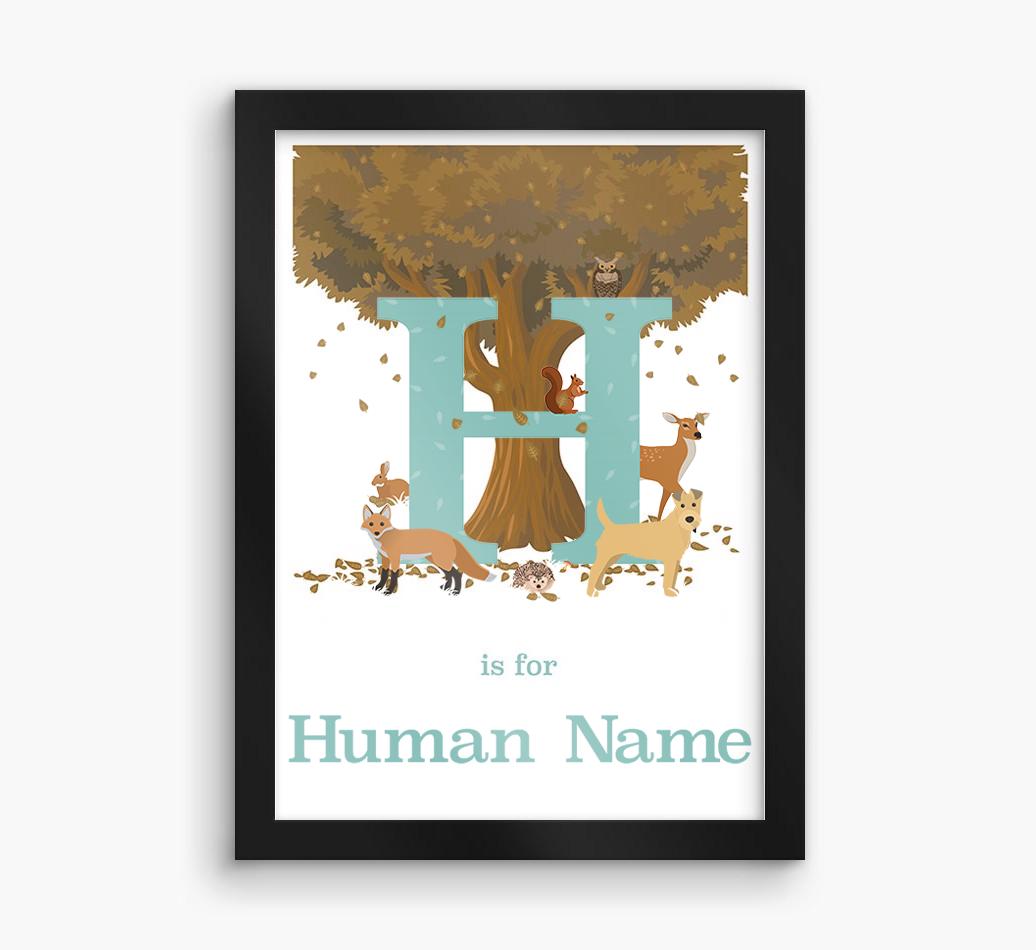 Autumn Animals Initial: Personalized {breedFullName} Framed Print