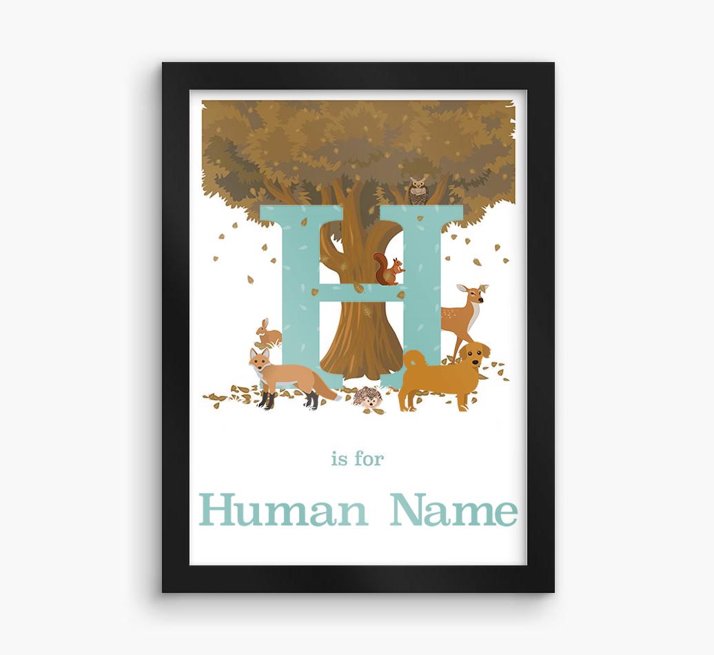 Autumn Animals Initial: Personalized {breedFullName} Framed Print