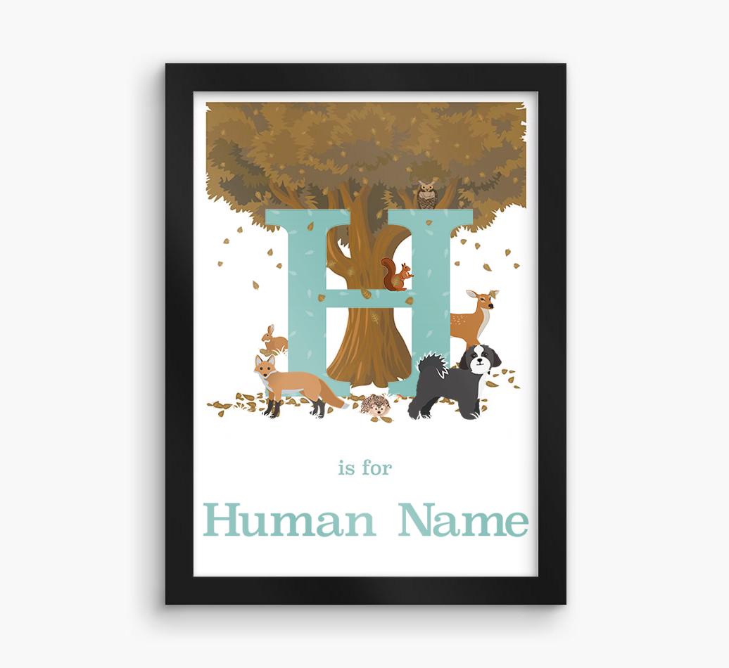 Autumn Animals Initial: Personalized {breedFullName} Framed Print