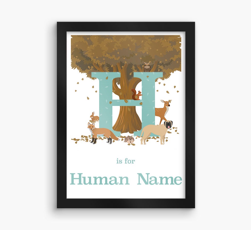 Autumn Animals Initial: Personalized {breedFullName} Framed Print