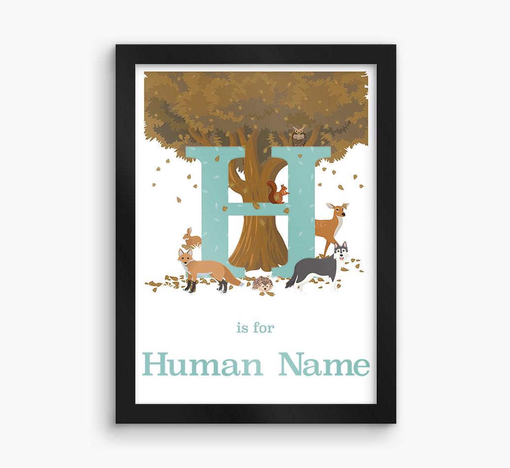 Autumn Animals Initial: Personalized {breedFullName} Framed Print