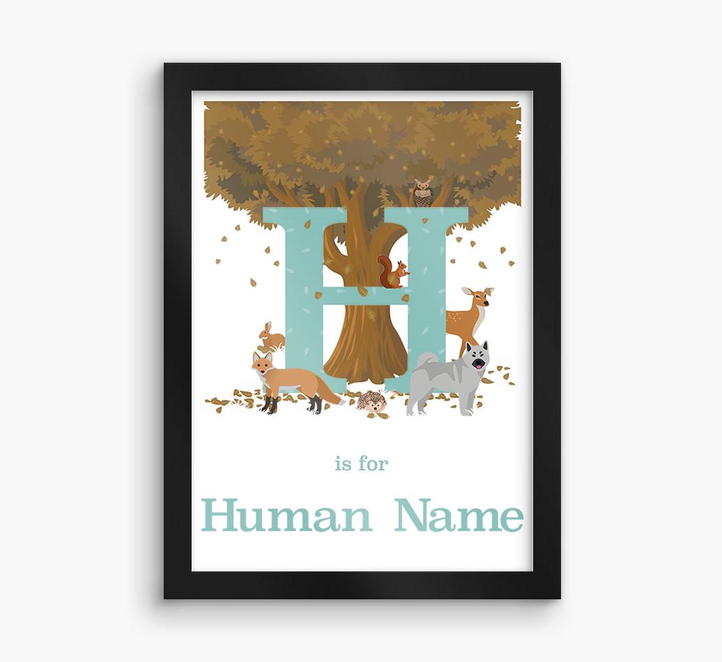 Autumn Animals Initial: Personalized {breedFullName} Framed Print