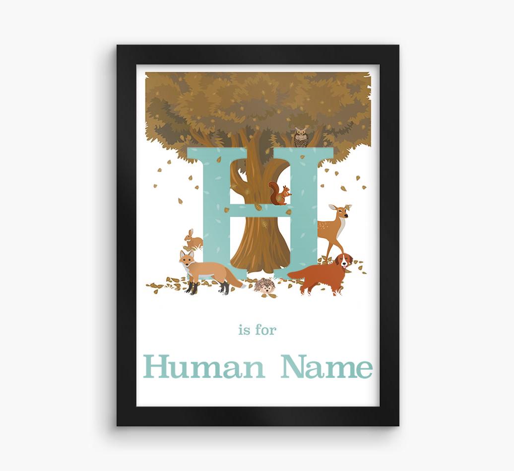 Autumn Animals Initial: Personalized {breedFullName} Framed Print