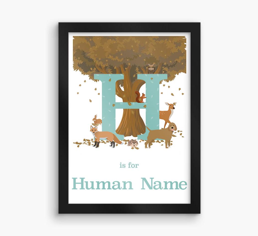 Autumn Animals Initial: Personalized {breedFullName} Framed Print