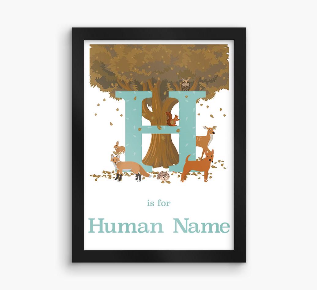 Autumn Animals Initial: Personalized {breedFullName} Framed Print