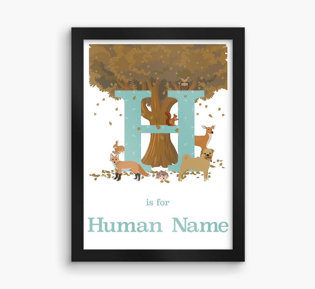 Autumn Animals Initial: Personalized {breedFullName} Framed Print