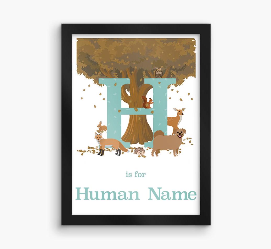 Autumn Animals Initial: Personalized {breedFullName} Framed Print