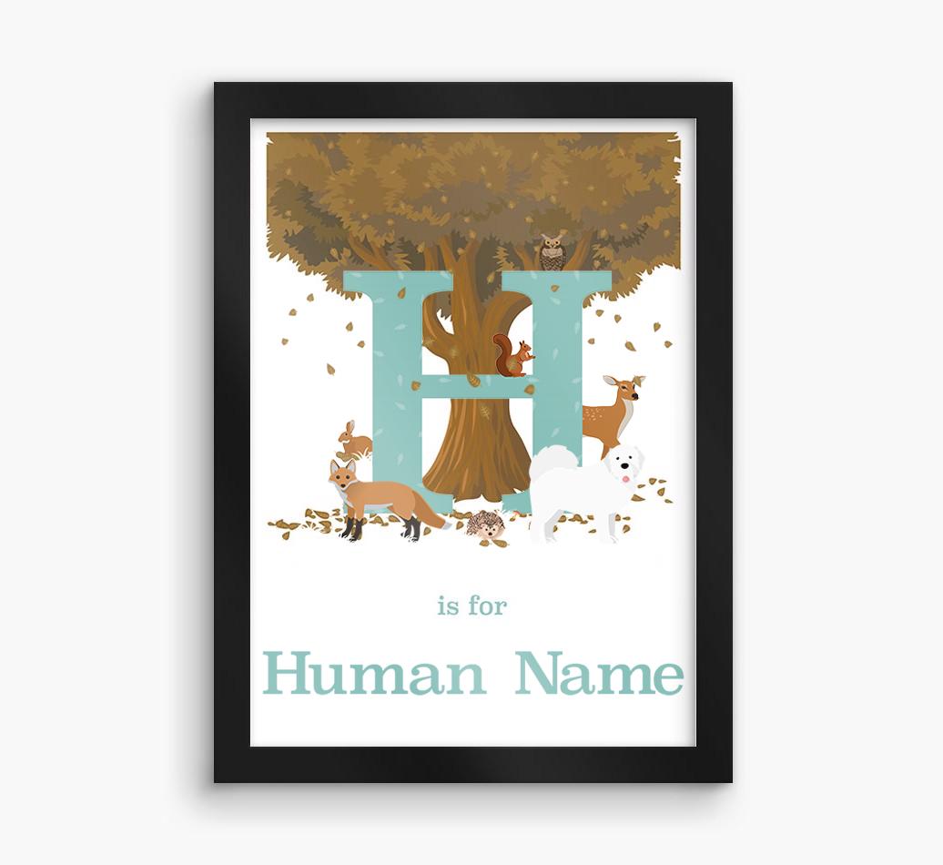 Autumn Animals Initial: Personalized {breedFullName} Framed Print