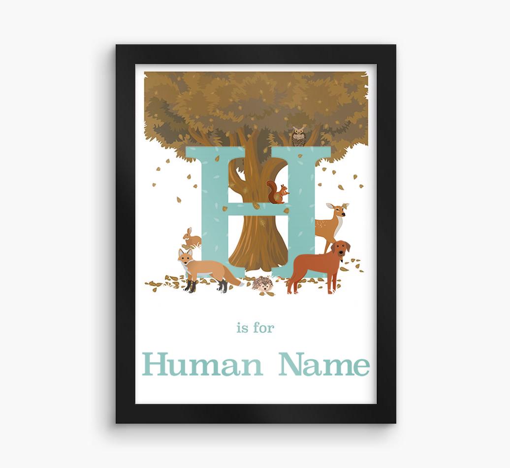 Autumn Animals Initial: Personalized {breedFullName} Framed Print