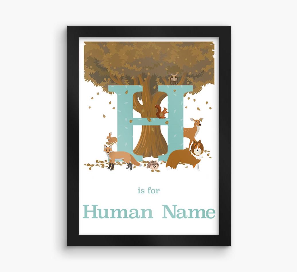 Autumn Animals Initial: Personalized {breedFullName} Framed Print