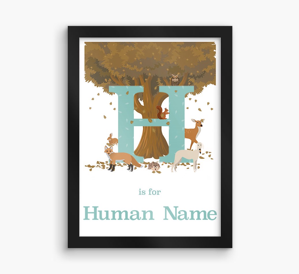 Autumn Animals Initial: Personalized {breedFullName} Framed Print