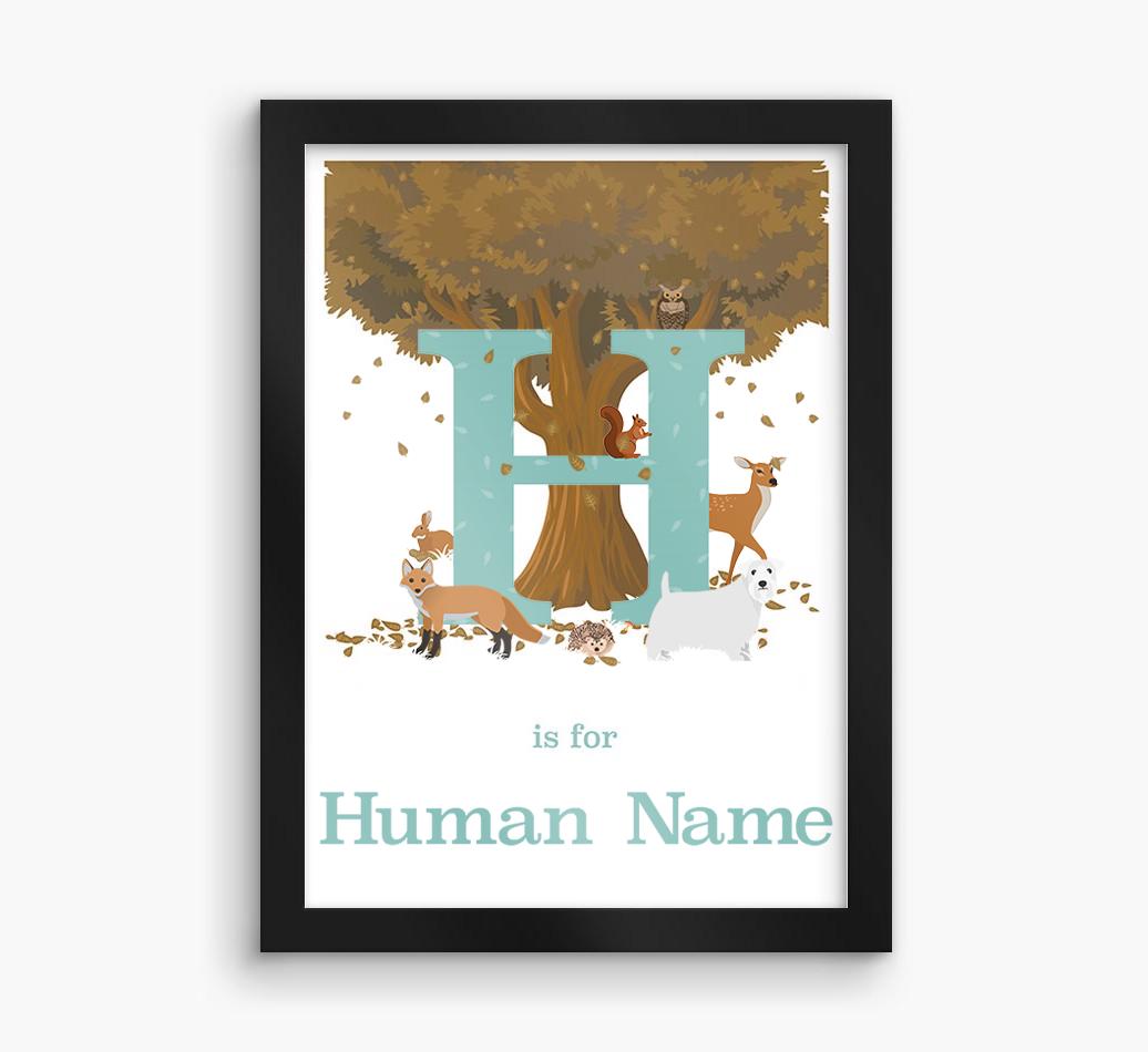 Autumn Animals Initial: Personalized {breedFullName} Framed Print