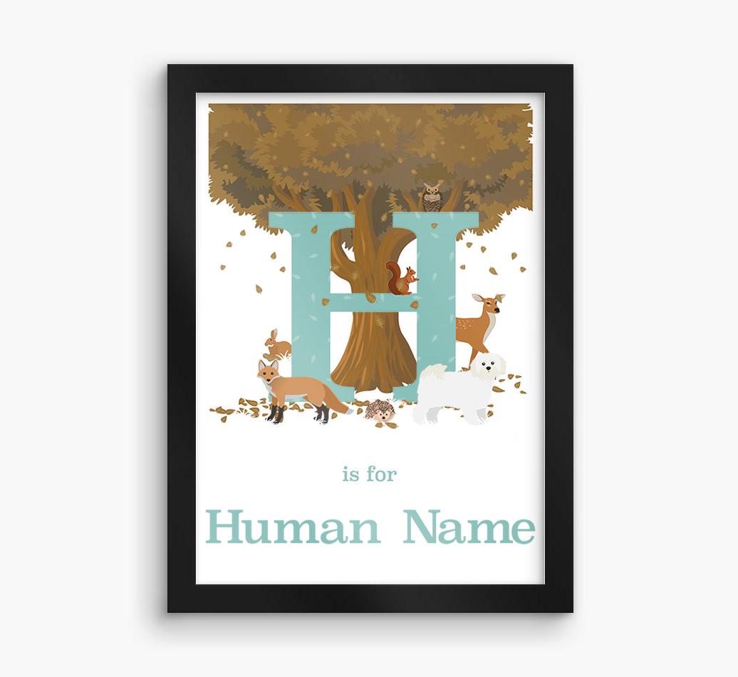 Autumn Animals Initial: Personalized {breedFullName} Framed Print