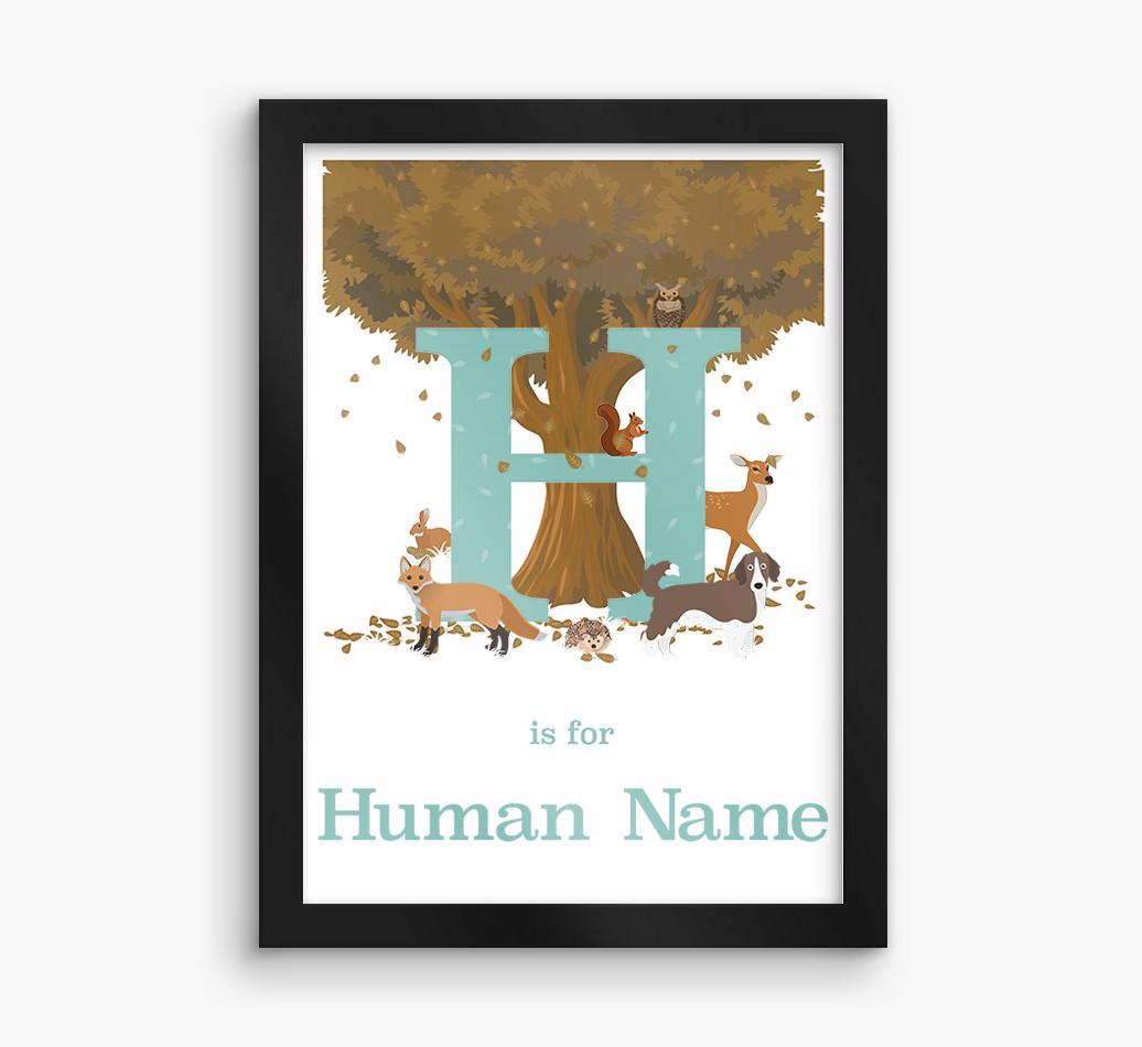 Autumn Animals Initial: Personalized {breedFullName} Framed Print