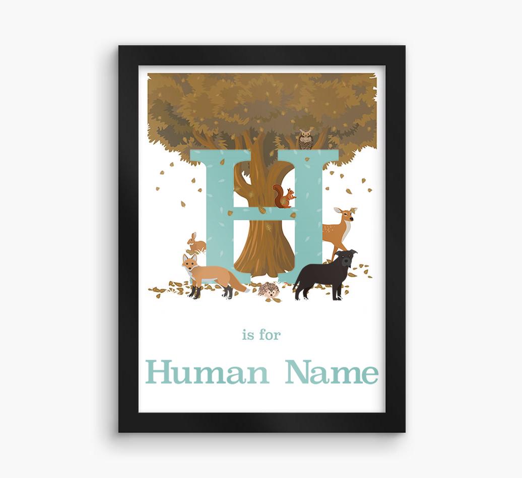 Autumn Animals Initial: Personalized {breedFullName} Framed Print