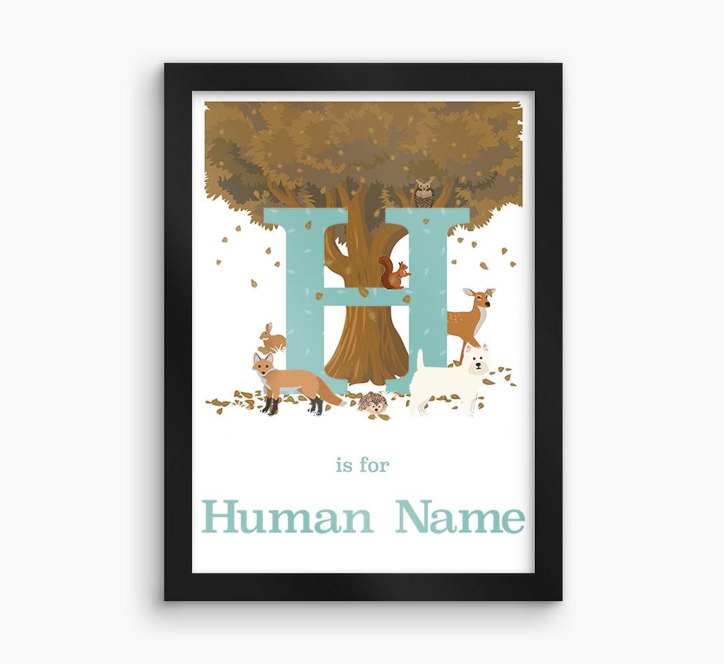 Autumn Animals Initial: Personalized {breedFullName} Framed Print