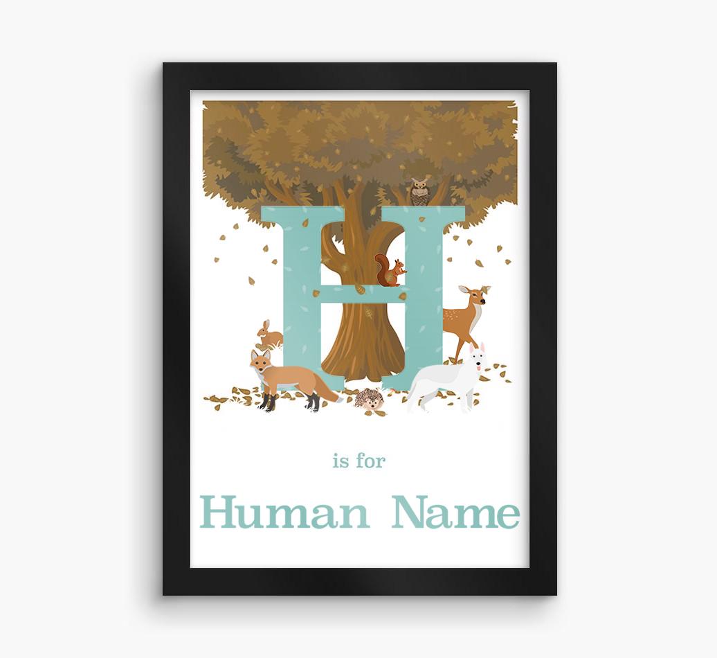 Autumn Animals Initial: Personalized {breedFullName} Framed Print