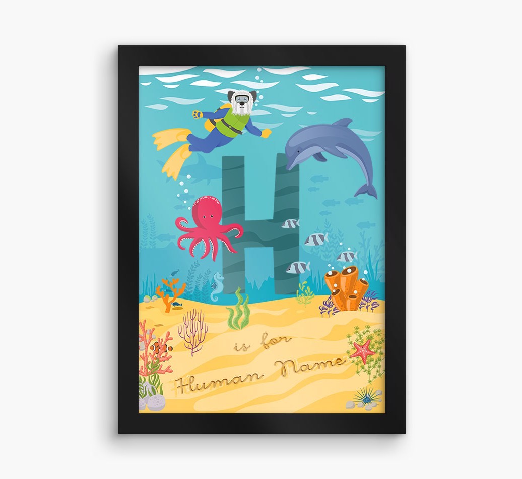 Aquarium Initial: Personalized {breedFullName} Framed Print