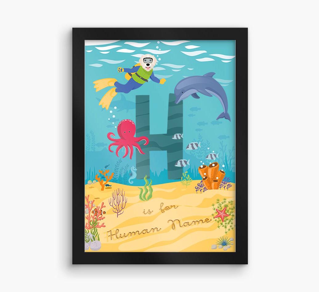 Aquarium Initial: Personalized {breedFullName} Framed Print