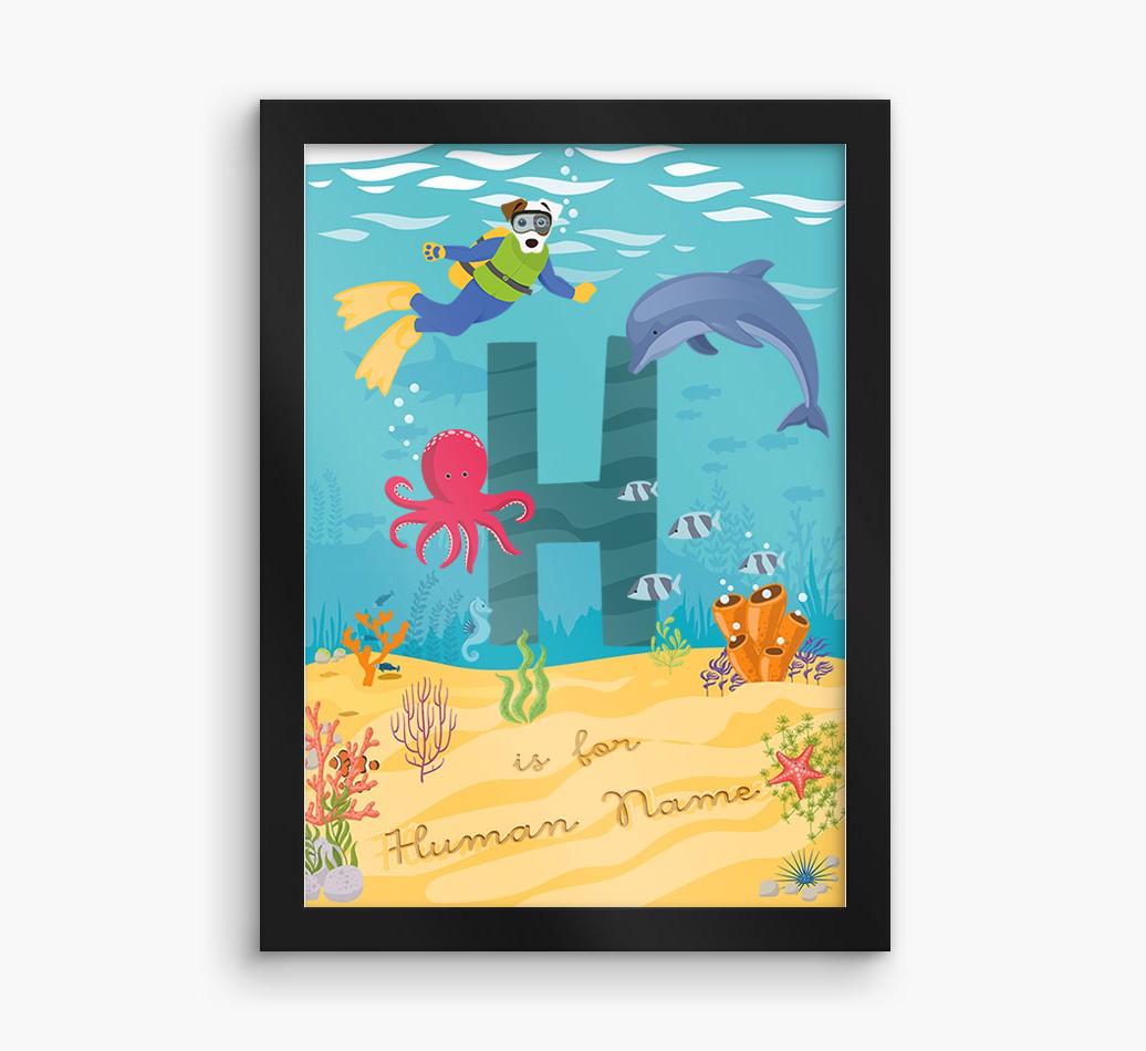 Aquarium Initial: Personalized {breedFullName} Framed Print
