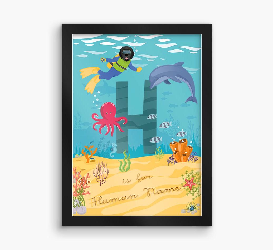 Aquarium Initial: Personalized {breedFullName} Framed Print