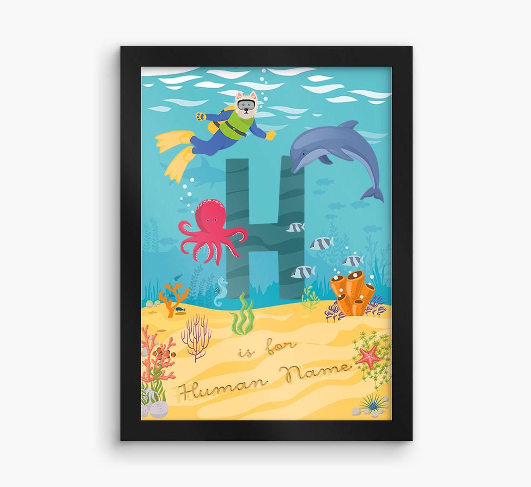 Aquarium Initial: Personalized {breedFullName} Framed Print