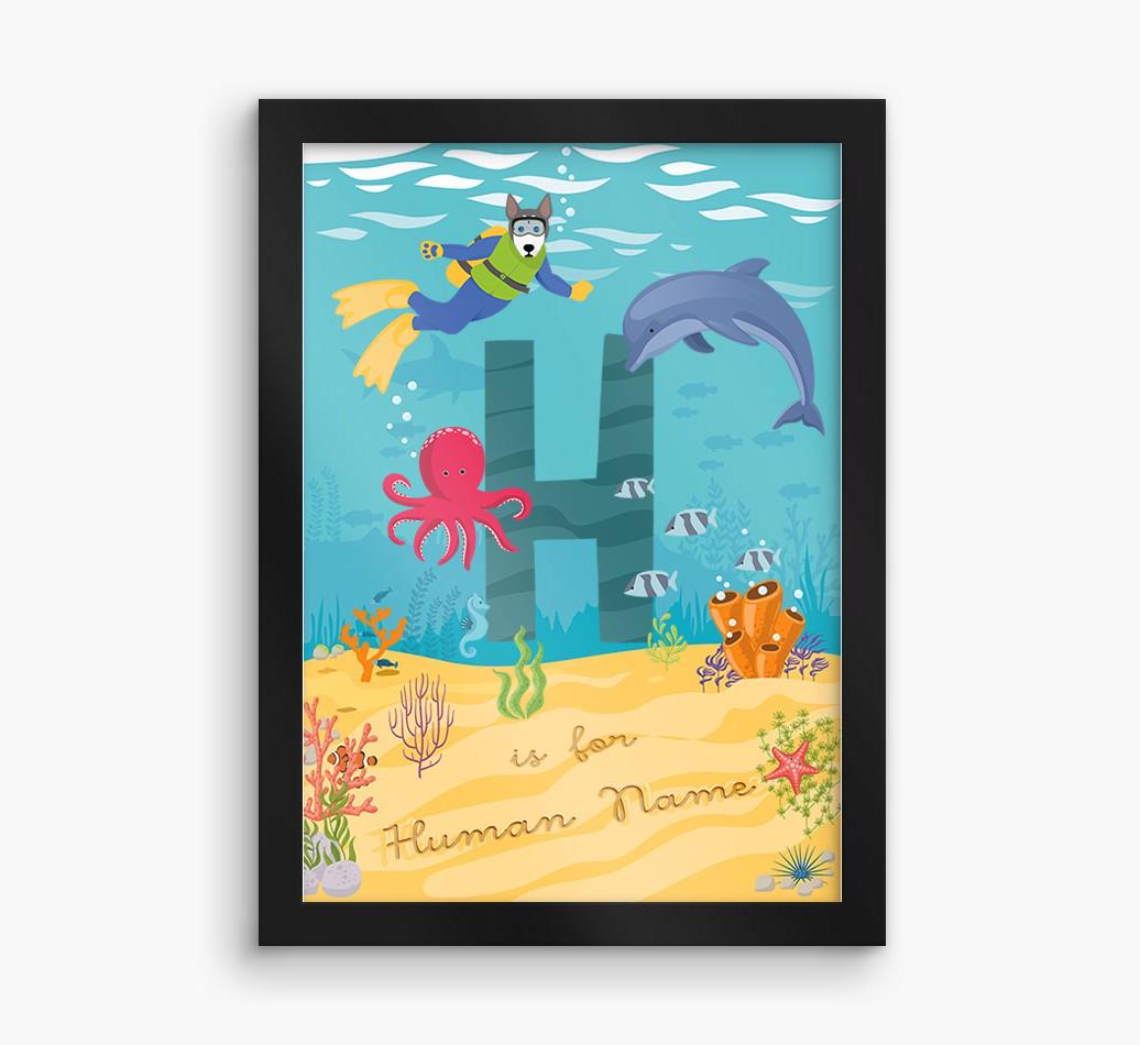 Aquarium Initial: Personalized {breedFullName} Framed Print