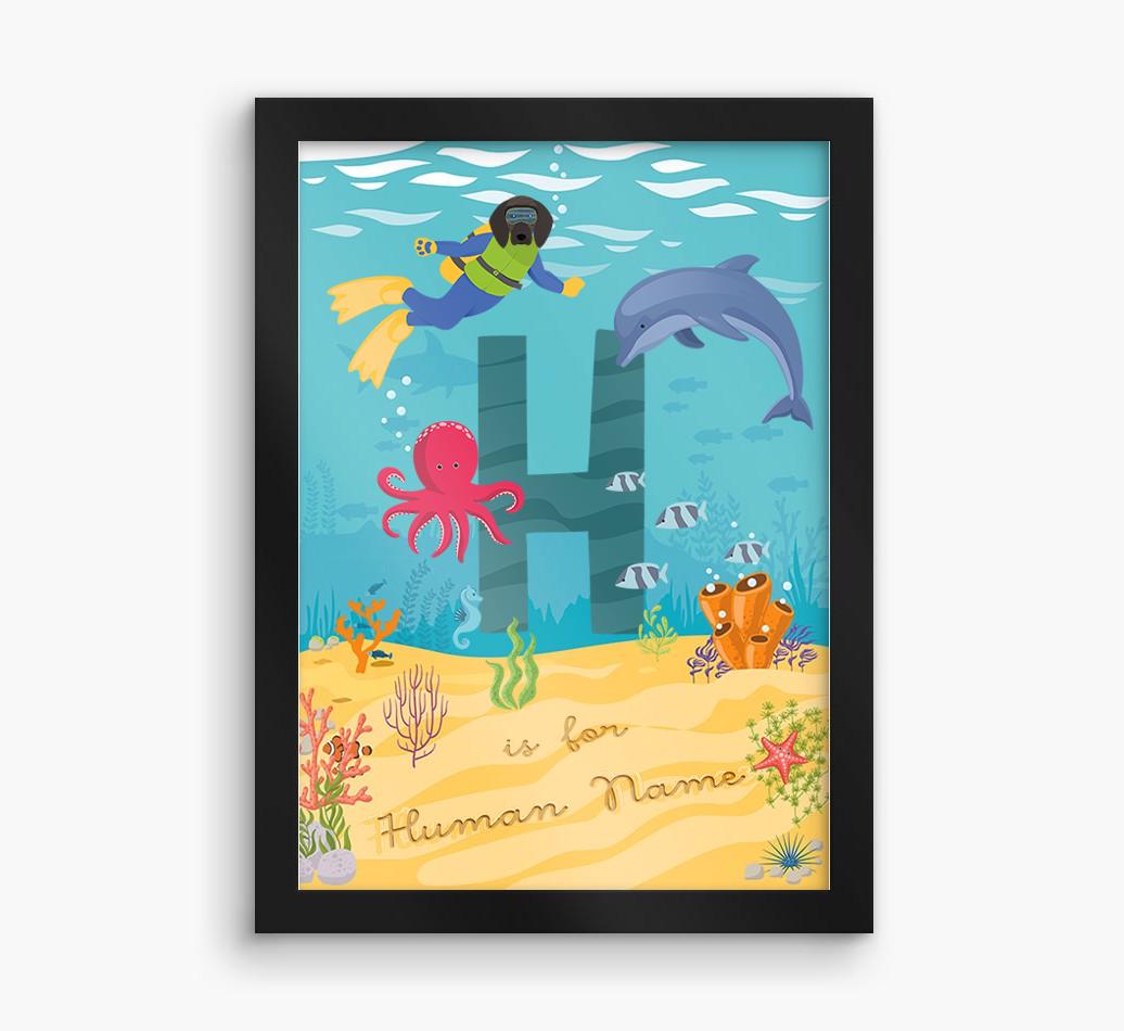 Aquarium Initial: Personalized {breedFullName} Framed Print