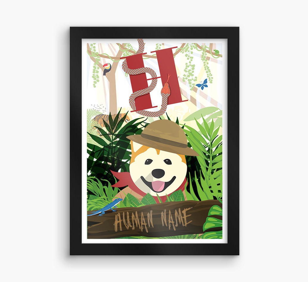Jungle Initial: Personalised {breedFullName} Framed Print