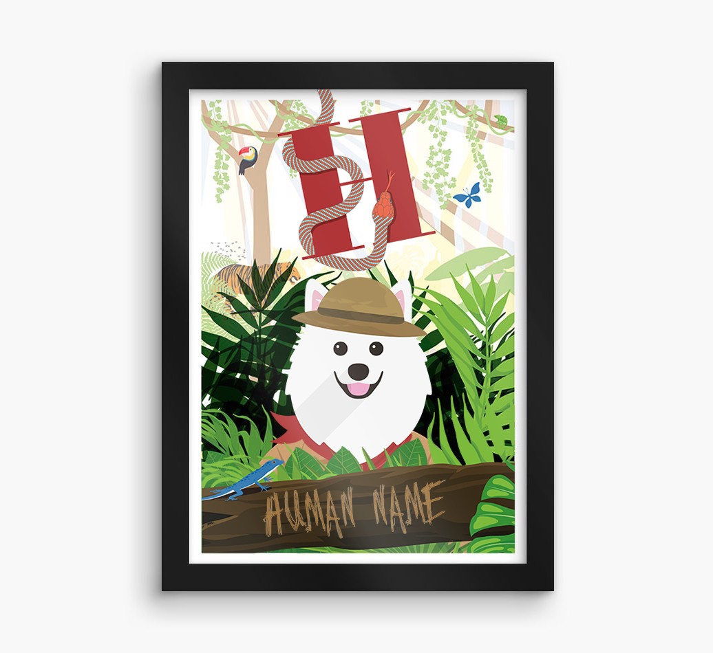 Jungle Initial: Personalised {breedFullName} Framed Print