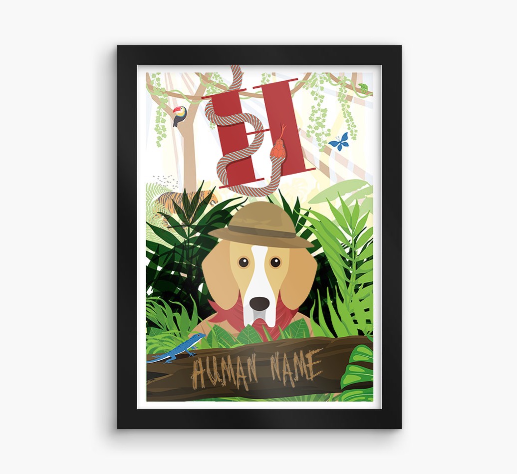 Jungle Initial: Personalised {breedFullName} Framed Print