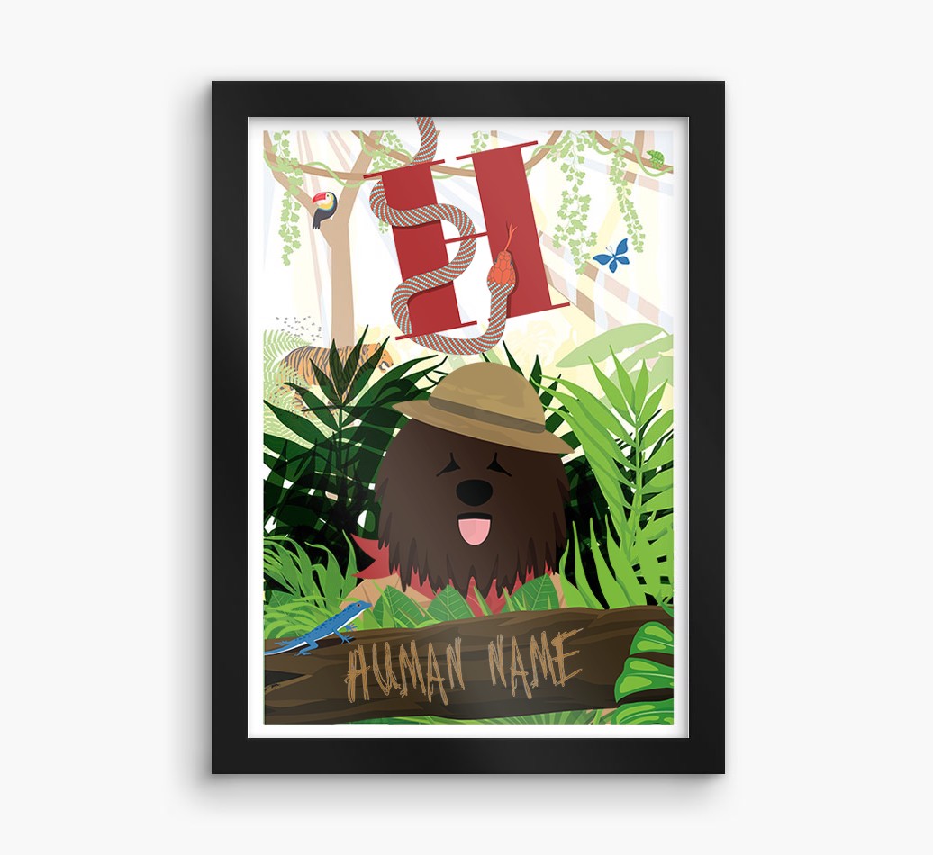 Jungle Initial: Personalised {breedFullName} Framed Print