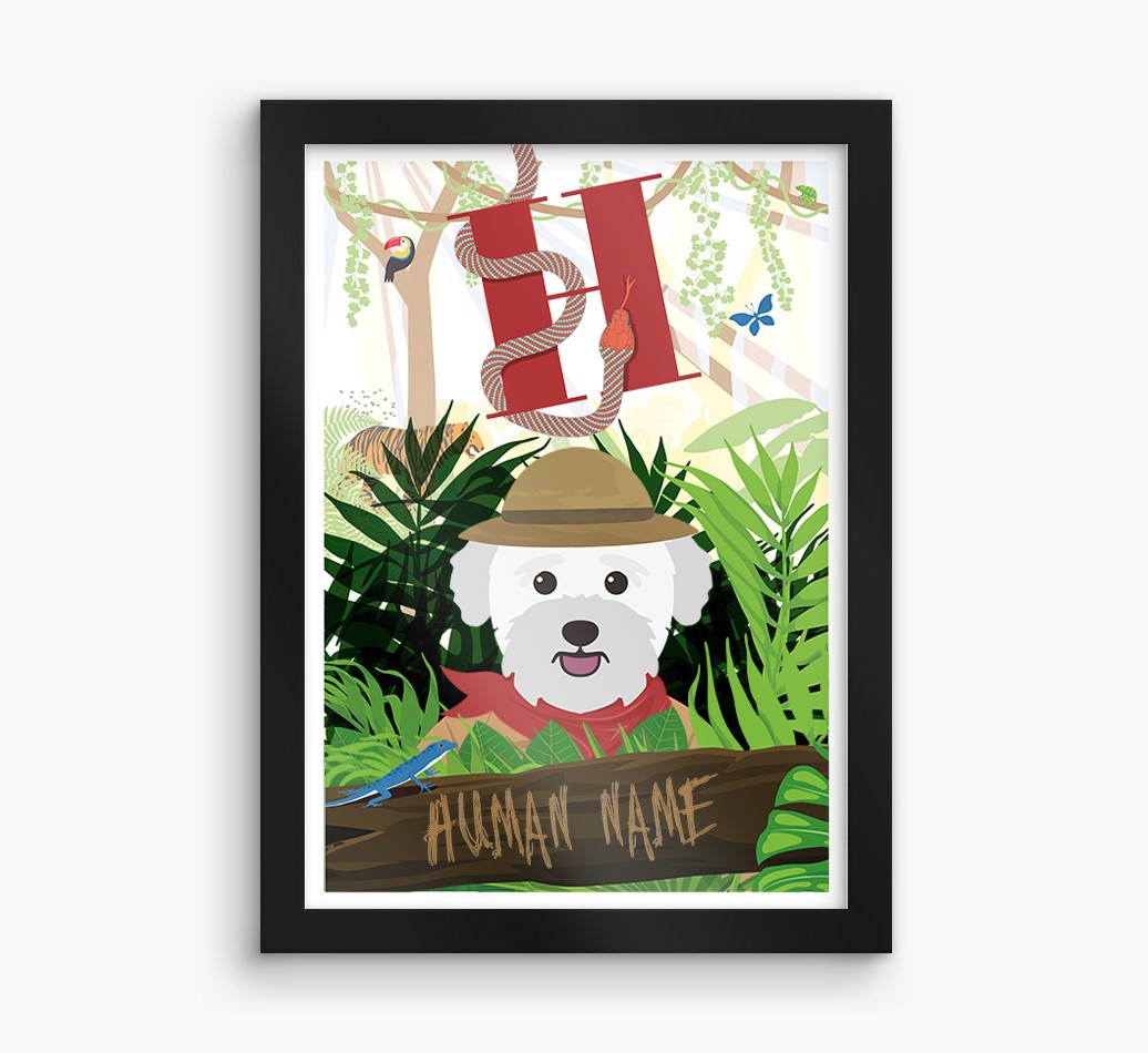 Jungle Initial: Personalised {breedFullName} Framed Print
