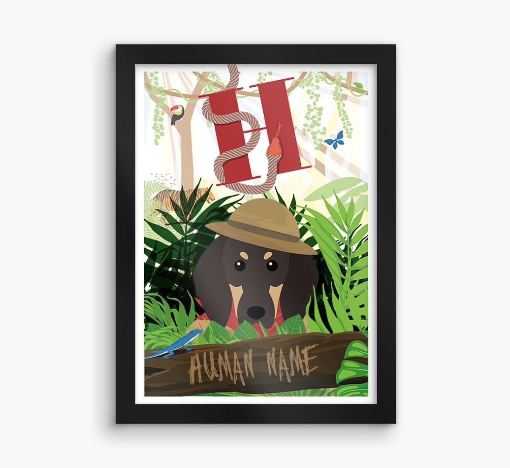 Jungle Initial: Personalised {breedFullName} Framed Print