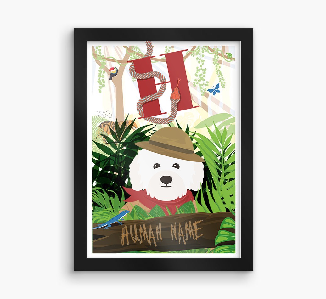 Jungle Initial: Personalised {breedFullName} Framed Print