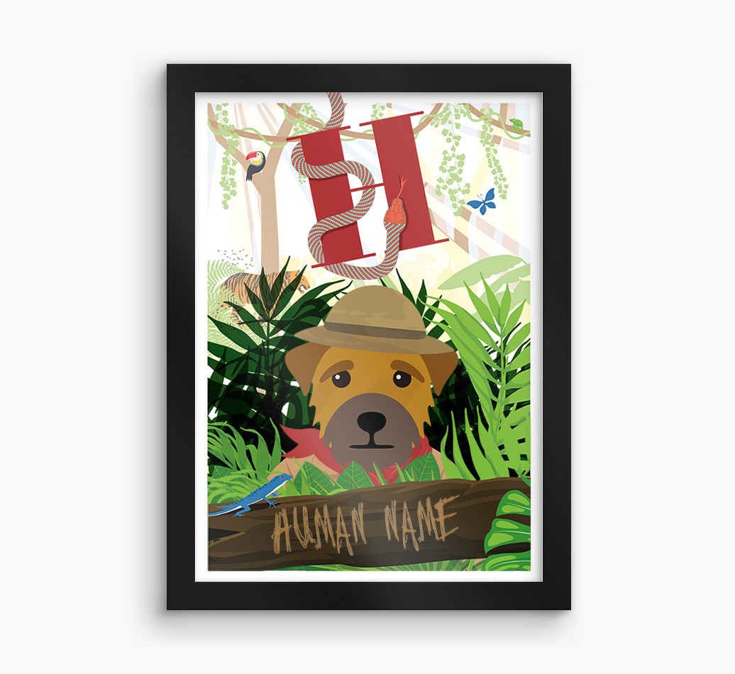 Jungle Initial: Personalised {breedFullName} Framed Print