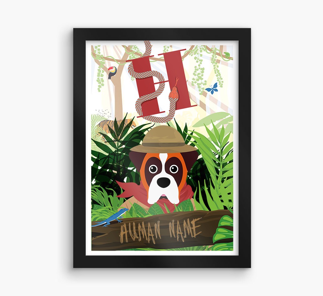 Jungle Initial: Personalised {breedFullName} Framed Print