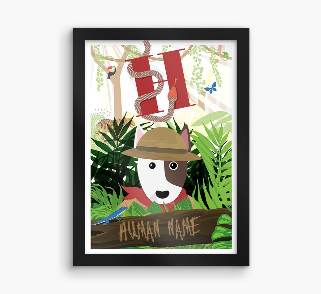 Jungle Initial: Personalised {breedFullName} Framed Print
