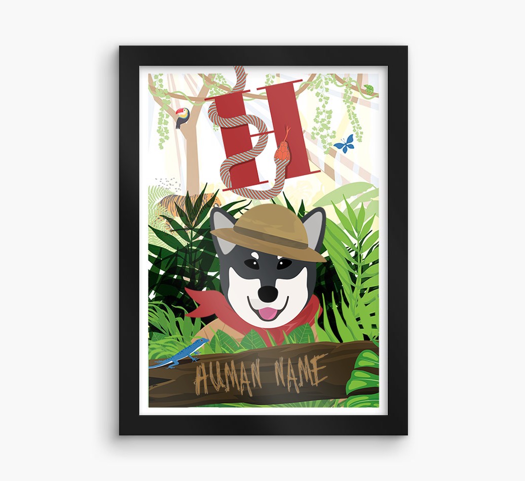 Jungle Initial: Personalised {breedFullName} Framed Print
