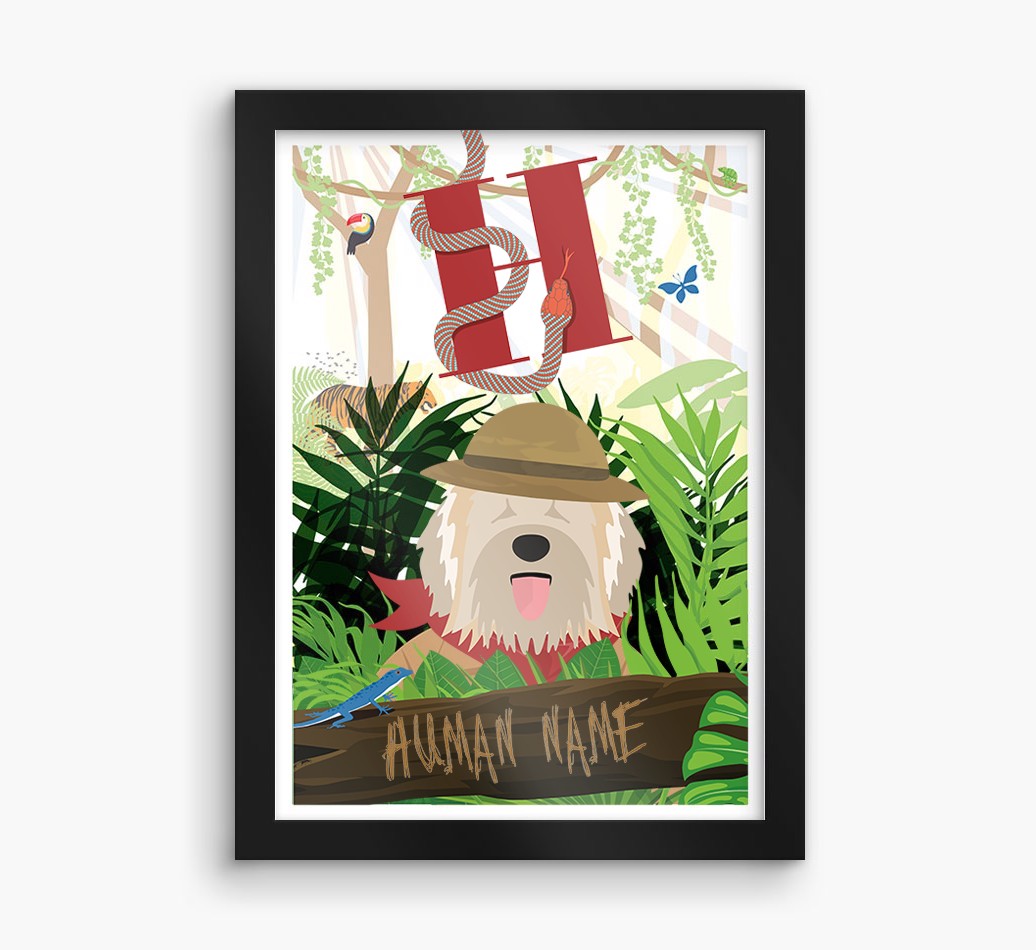 Jungle Initial: Personalised {breedFullName} Framed Print