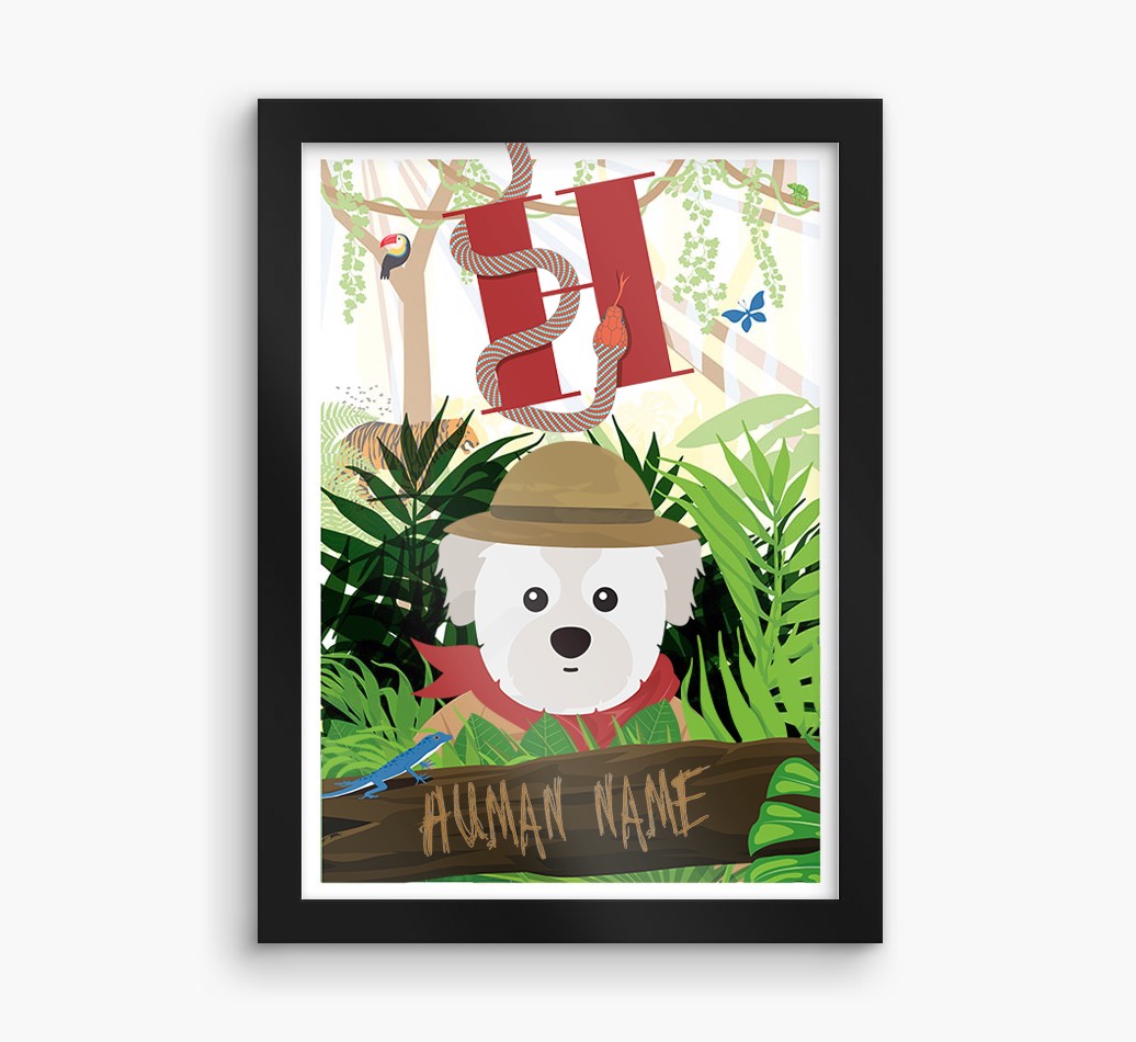 Jungle Initial: Personalised {breedFullName} Framed Print