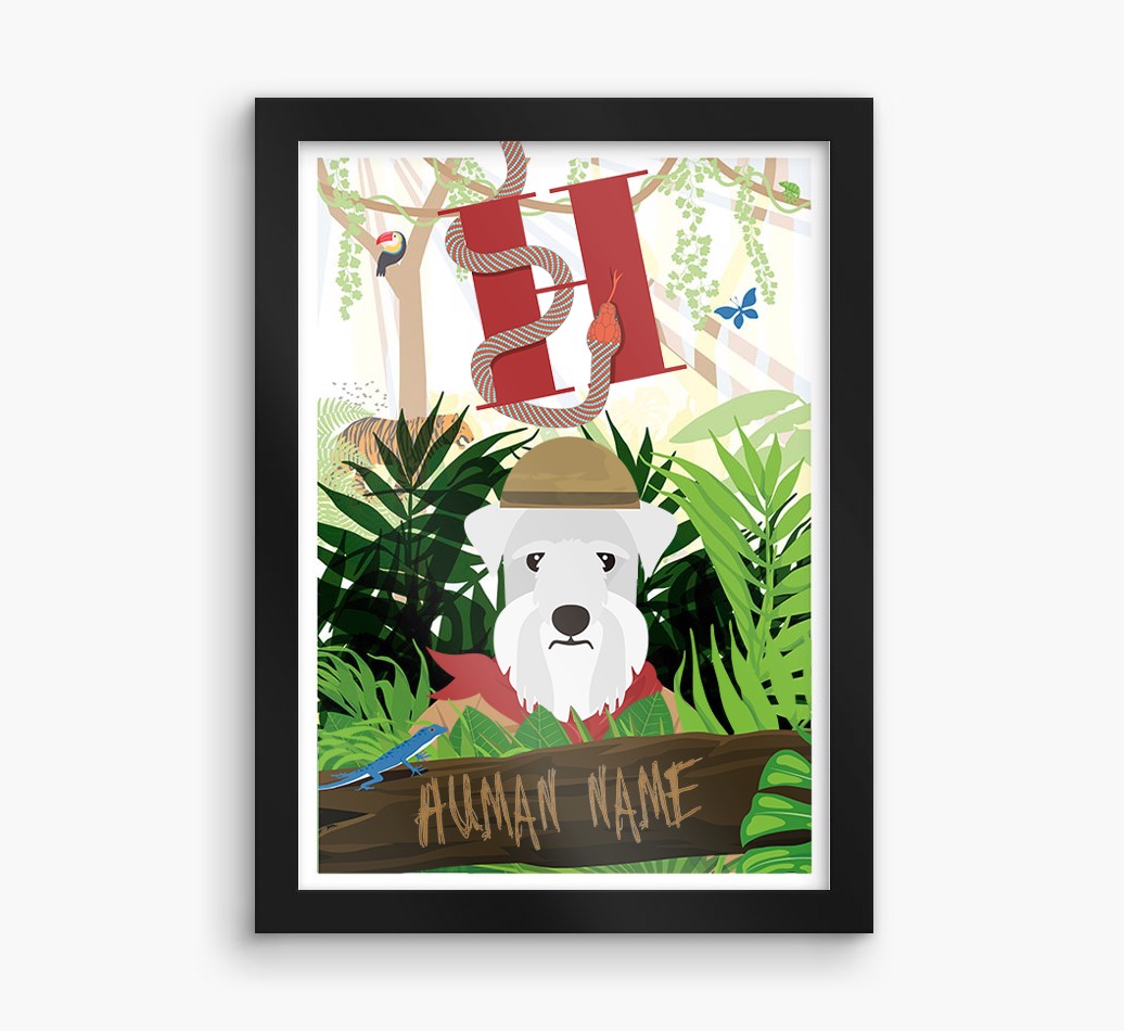 Jungle Initial: Personalised {breedFullName} Framed Print