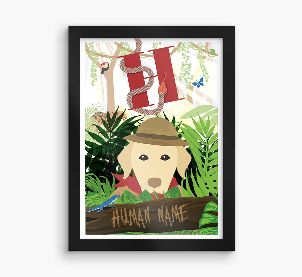 Jungle Initial: Personalised {breedFullName} Framed Print