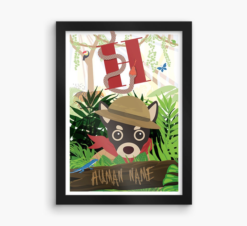 Jungle Initial: Personalised {breedFullName} Framed Print